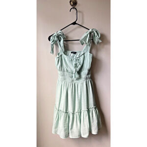 NWOT, TRIXXI Womens Green Tie Strap Lined Party Fit + Flare Mini Dress Medium